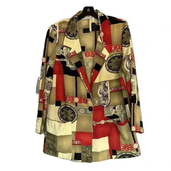 Richard Kristall Womens Color Block Abstract Patterned Blazer Jacket Siz… - Picture 1 of 3